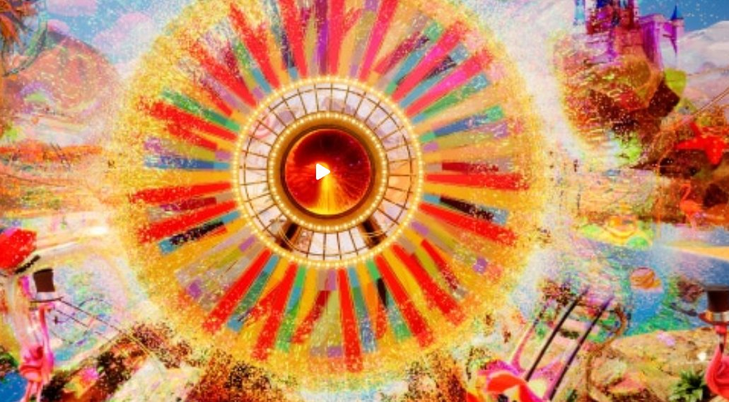 Bonus Crazy Time: mondo virtuale 3D carnevalesco con ruota gigante arcobaleno e tre frecce colorate